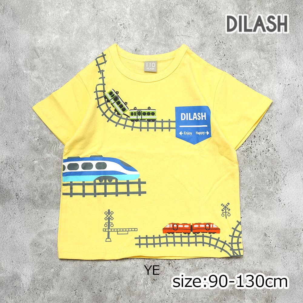 乐天商城 - ●期間限定P11倍● ディラッシュ DILASH 【綿100％】 ぐるぐる線路の電車 Tシャツ ( 90 100 110 120 130 ）半袖　 子ども服 キッズ ジュニア 男の子 女の子