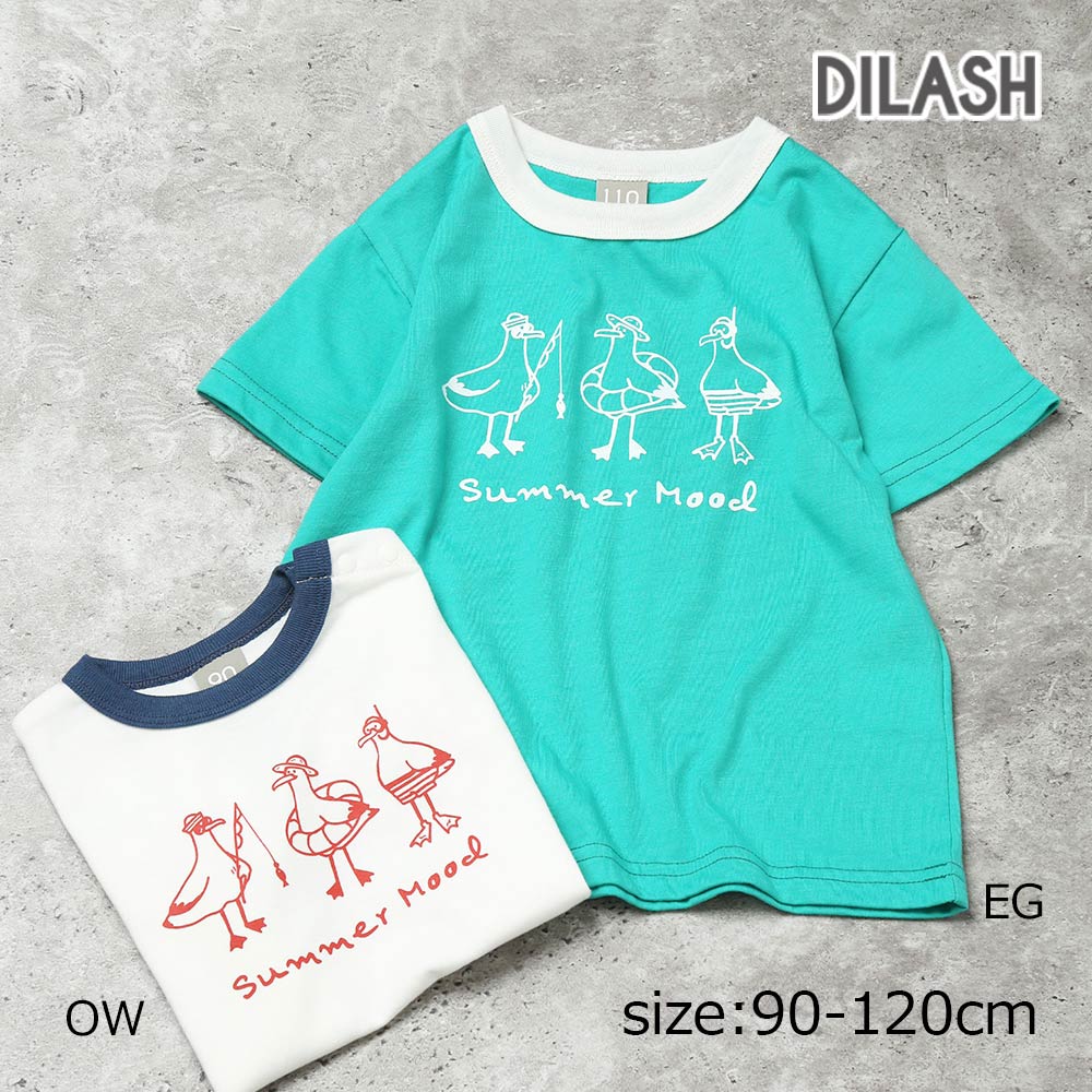 Rakuten - ●期間限定P11倍● ディラッシュ DILASH リンガー カモメプリント 半袖Tシャツ ( 90 100 110 120 ) 子ども服 キッズ ジュニア 男の子 女の子