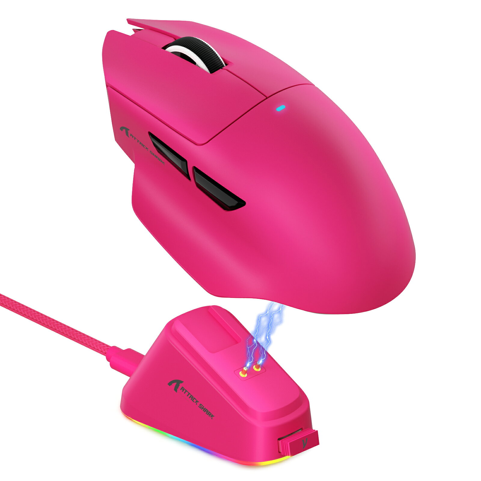ATTACK SHARK V6 ゲーミングマウス 三モード接続 超軽量65g±3g RGB磁気充電ドック ワイヤレス（有線/2.4GHz/Bluetooth） 光学センサーPAW3311 DPI最大25000 調整可能 大容量電池 微動スイッチ1億回寿命 人間工学設計 1000Hzポーリングレート