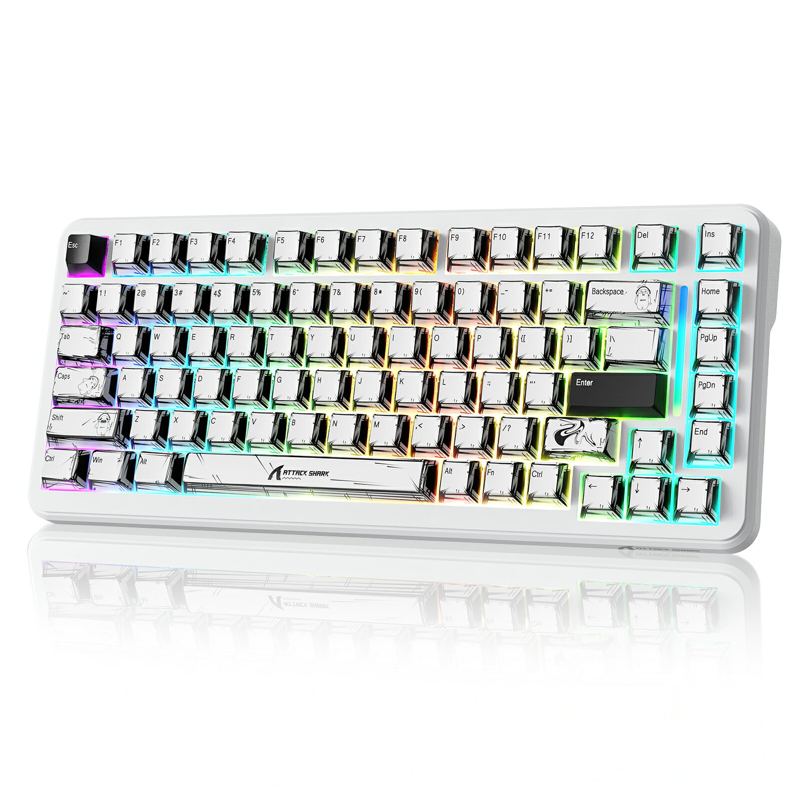 ATTACK SHARK X82PROHE ラピッドトリガーキーボード ワイヤレス/Bluetooth/有線 磁気スイッチ 8Kリターンレー HIFI音 8Kリターンレー 0.1msゲーミングレイテンシー webドライバー 0.01mm精密フルキーRT調整 1600万種類RGBバックライト 5000mAh FPSゲームストッピング専用