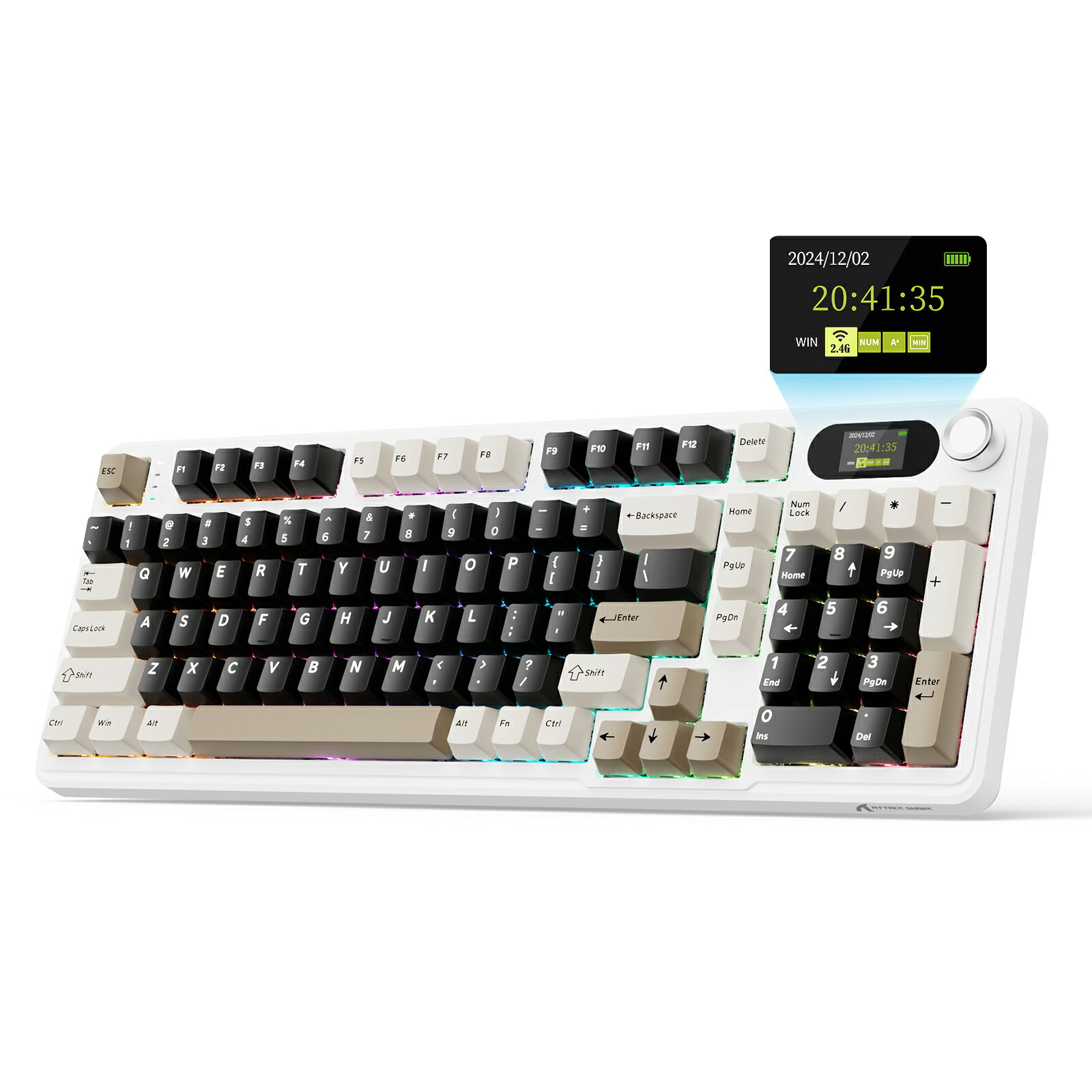 ATTACK SHARK X98PRO メカニカルキーボード ワイヤレス ガスケットマウント 5層パッド Bluetooth/2.4GHz/USB-C TFTスクリーン 金属製ノブ ホットスワップ対応 Bluetooth/2.4GHz/USB-C HIFI音 技術基準適合証明番号：219-259048