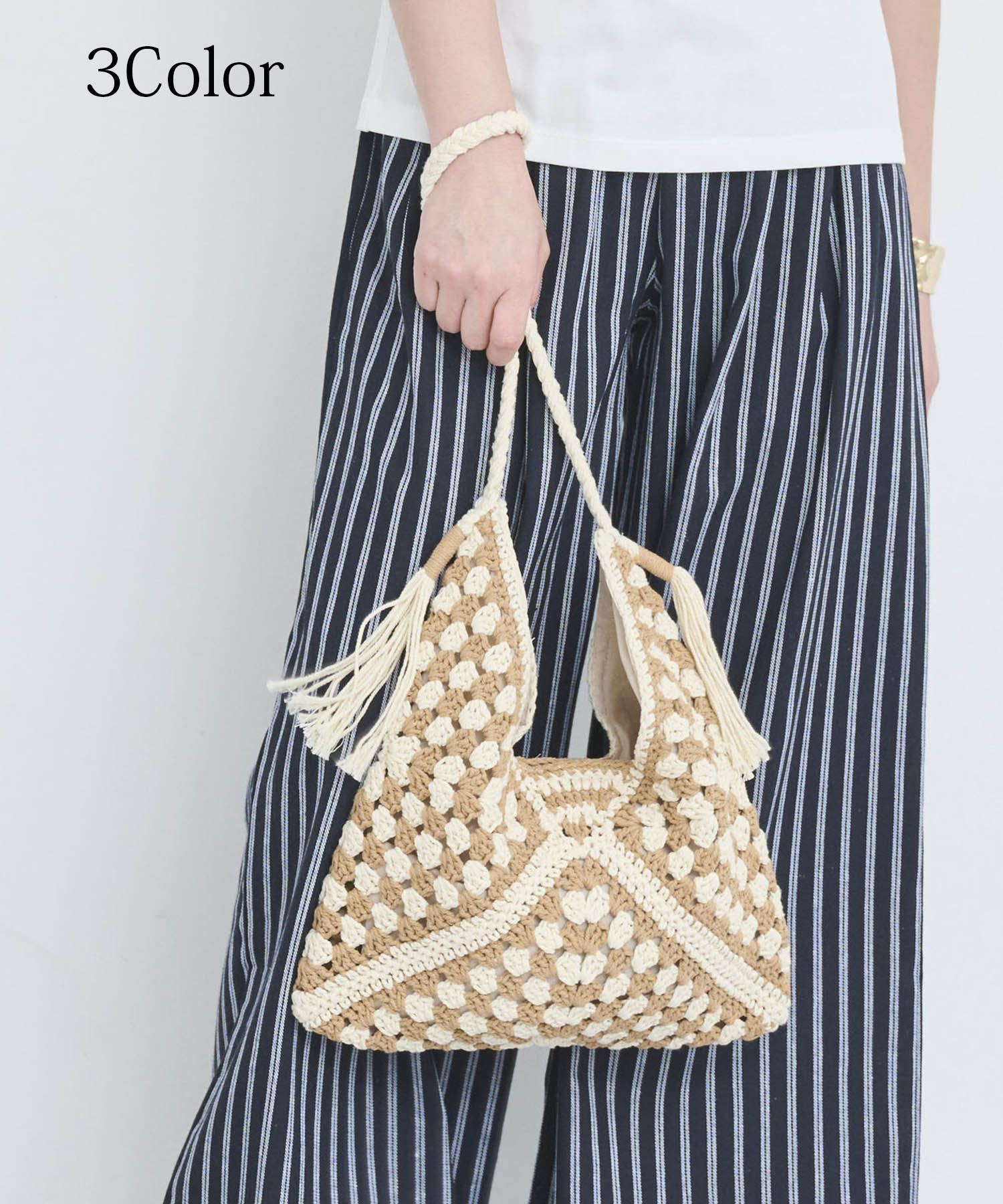 【クーポン利用でさらに10％OFF】【50％OFF SALE】クロシェ編み ワンハンドル バッグ ショルダー バッグ コットン カギ編み 透かし編み ニット 大容量 大容量 クロシェ編みバッグ 通勤 通学 ハンドバッグ 肩掛けバッグ カバン 大人可愛い 夏バッグ お洒落のサムネイル