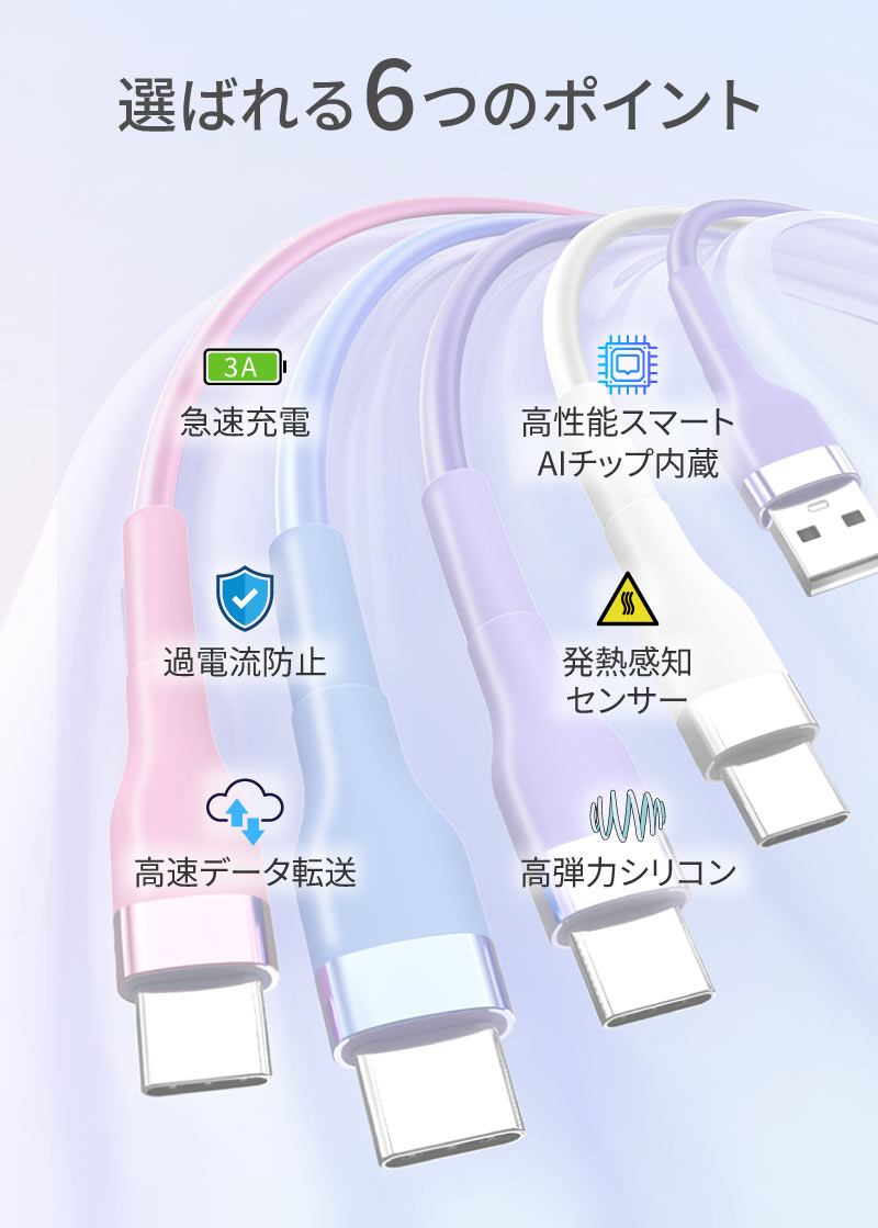 ＼P10倍!!★ワンダフルデー／ USB-A タイプC ケーブル [ 2本セット ] シリコン 急速...