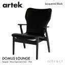 アルテック Artek ドムス ラウンジチェア DOMUS LOUNGE イージーチェア 張座 フルパディング 椅子 バーチ ブラック ラッカー レザー：L40 12色 デザイン：Ilmari Tapiovaara 成形合板 リビング フィンランド 北欧