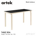 アルテック Artek TABLE 80A テーブル 80A サイズ:120×60cm 厚み 4cm バーチ材 デザイン:Alvar Aalto 天板 ブラック...