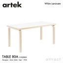 アルテック Artek TABLE 80A 子供用テーブル 80A サイズ：120×60cm 高さ60cm 厚み 4cm バーチ材 デザイン：Alvar Aalto 天板 ホワイトラミネート 脚部 クリアラッカー仕上げ ダイニング デスク フィンランド 北欧