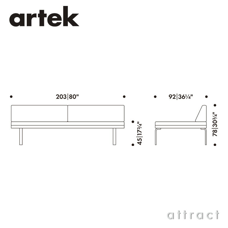 アトラクトのアルテック Artek デイベッド DAY BED 710 フレーム ＋ マットレス ＋ バッククッション カバー フルセット ファブリック：F60 （Volo / ボロ） by Vitra バーチ ナチュラルラッカー デザイン：Alvar Aalto｜アングル2