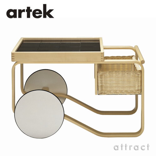 アルテック Artek ティートローリー900 TEA TROLLEY 900 セラミックタイル バスケット付き バーチ材 デザイン：Alvar Aalto カラー：ブラック、ホワイト クリアラッカー仕上げ サイド ワゴン フィンランド 【RCP】 【smtb-KD】