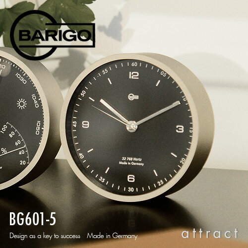 バリゴ BARIGO Clock 時計 サイズ：Φ104mm マットシルバー BG601-5 クオーツ式 壁掛け・卓上両用対応 ドイツ製 デザイン 計器 ミニマム 置時計 掛時計 文字盤 丸型 温度 湿度 気圧 出産祝い 単三 電池 【RCP】【smtb-KD】