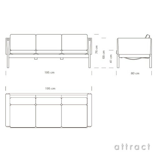 カールハンセン & サン Carl Hansen & Son 3Pソファ 3シーター CH163 Sofa Hans.J.Wegner ハンス・J・ウェグナー オーク スモークドステイン Smoked Stain 染色仕上げ 張座：レザー Thor （全3色） 北欧 椅子 ラウンジ 【RCP】【smtb-KD】