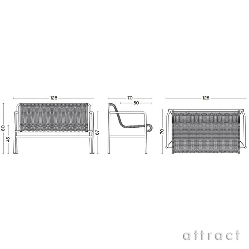 ヘイ HAY パリサード コード Palissade Cord ダイニング ベンチ アームレスト Dining Bench Armrest 粉体塗装仕上げ ポリエステルコード デザイン：Ronan & Erwan Bouroullec アウトドア 屋外 ガーデン