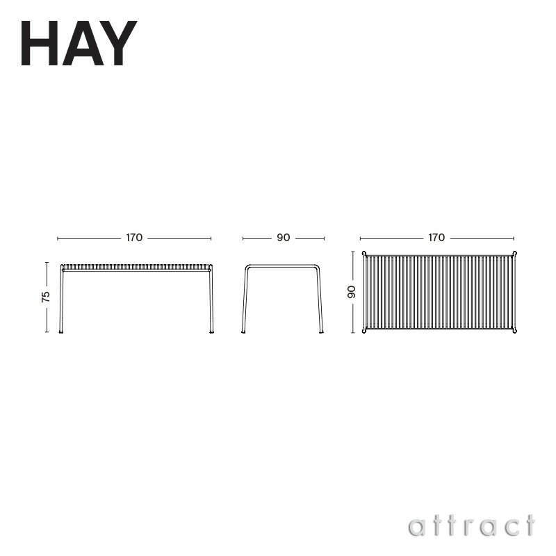 ヘイ HAY パリサード Palissade テーブル Table サイズ：170cm 粉体塗装・亜鉛メッキ加工 デザイン：Ronan & Erwan Bouroullec アウトドア 屋外 ガーデン 2