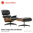 ハーマンミラー Herman Miller イームズ ラウンジチェア ＆ オットマン Eames Lounge Chair & Ottoman ウォールナット 黒皮革 ブラックレザー デザイン：Charles & Ray Eames ES67071-OU2109 プライウッド 椅子 チェア 【RCP】【smtb-KD】