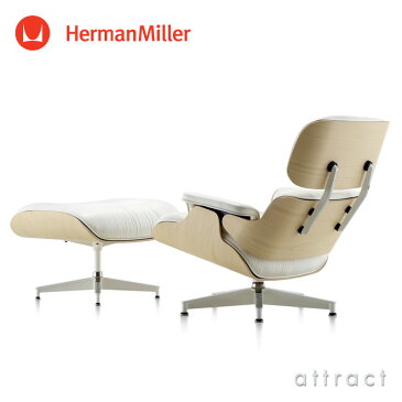 ハーマンミラー Herman Miller イームズ ラウンジチェア ＆ オトットマン Eames Lounge Chair & Ottoman ホワイトモデル ホワイトアッシュ 白皮革 MCLレザーデザイン：Charles & Ray Eames ES67071RE プライウッド 椅子 【RCP】【smtb-KD】