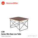 ハーマンミラー Herman Miller イームズ ワイヤーベース ローテーブル Eames Wire Base Low Table サイドテーブル ローテーブル ミニ コーヒーテーブル ウォルナット × ブラックベース デザイン：Charles & Ray Eames 【smtb-KD】