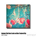 アートパネル Art Panel Autum Pink Heart Leafs on Blue Textured Sky W600×H600mm IAP 51594 Andrekart Photography アートポスター キャンバス MDF インテリア 壁掛け アクリル 油絵具 壁面 デザイン リビング 抽象画 フレーム 