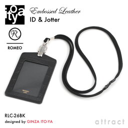 伊東屋 ITO-YA 銀座 伊東屋 イトーヤ ROMEO ロメオ RLC-26BK Embossed Leather クロコ型押しシリーズ ID & Jotter ID&ジョッター 縦型 名札ケース カラー：ブラック 牛革 レザー 本革 エンボス加工