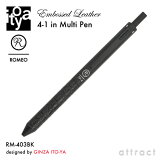 첰 ITO-YA  첰 ȡ ROMEO ᥪ RM4-03BK Embossed Leather ꡼ 4-1 in Multi Pen ¿ǽڥ 4in1 NO.4 ޥڥ 顼֥å 쥶 ܳ ʸ