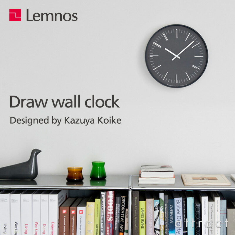 レムノス Lemnos タカタ ドロー ウォールクロック Draw Wall Clock KK18-13 時計 ウォールクロック 壁掛け カラー：3色 Φ320mm フラットタイプ ABS樹脂 ガラス ステップムーブメント デザイン：小池 和也