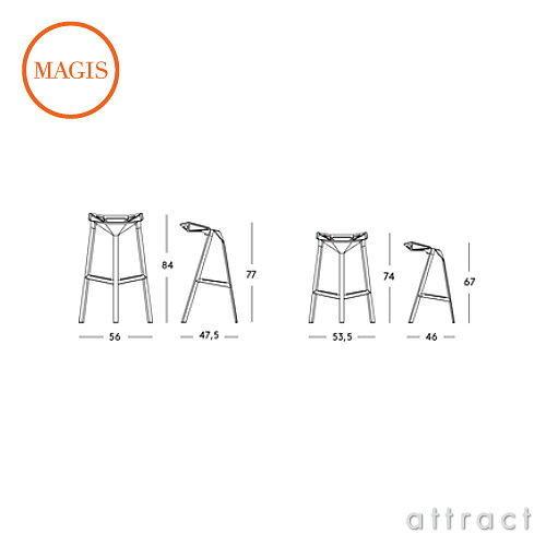 マジス MAGIS スツール ワン Stool_One シート高：77cm カウンター ハイスツール 屋外使用・スタッキング可能 カラー：2色 SD490 デザイン：Konstantin Grcic コンスタンチン・グルチッチ アウトドア 屋外 カフェ 【RCP】【smtb-KD】 attract-10016486 アトラクト サンプル画像2