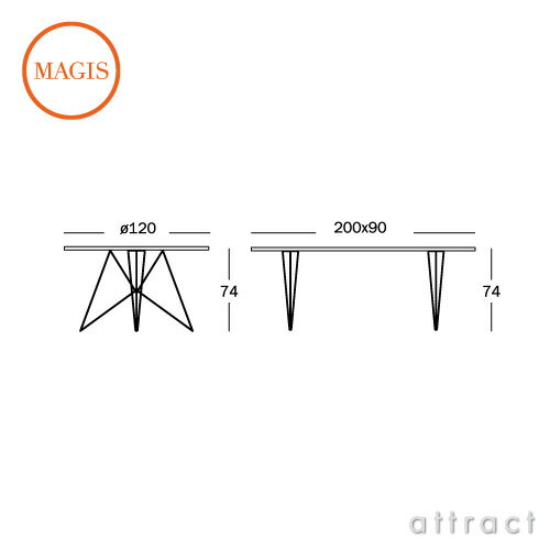 マジス MAGIS タヴォロ XZ3 Tavolo XZ3 四角形テーブル サイズ：200×90cm スチールロッド ダイニング テーブル 天板カラー：ホワイト フレームカラー：クロム デザイン：Studio Techno Magis スタジオ・テクノ・マジス 【RCP】【smtb-KD】