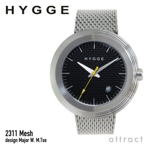 商品画像：アトラクトで人気のヒュッゲ HYGGE 2311 メッシュ Mesh ウォッチ Watch ブラック ダイヤル シルバーケース HGE020015 腕時計 シルバーメッシュバンド 日本製クォーツ 5気圧防水 Major W. M.Tse キビシ 北欧 デンマーク 【RCP】【smtb-KD】