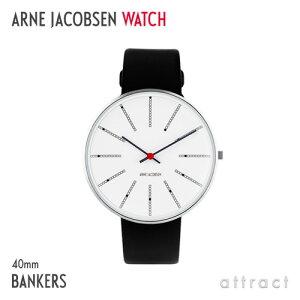 商品画像：アトラクトで人気のアルネ ヤコブセン ウォッチ Arne Jacobsen Watch ローゼンダール ROSENDAHL バンカーズ Bankers 40mm 腕時計 レザーバンド （ブラック＆シルバー） クォーツ ムーブメント ステンレス 北欧 デンマーク 職人 ファッション 【RCP】【smtb-KD】