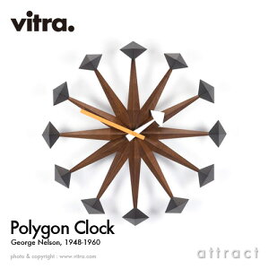 ヴィトラ Vitra Polygon Clock ポリゴンクロック Wall Clock ウォールクロック 掛け時計 デザイン：George Nelson ジョージ・ネルソン カラー：ウォルナット デザイナー ビトラ パントン イームズ 【RCP】【smtb-KD】