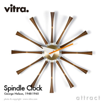 ヴィトラ Vitra Spindle Clock スピンドルクロック Wall Clock ウォールクロック 掛け時計 デザイン：George Nelson ジョージ・ネルソン カラー：アルミ×ウォルナット デザイナー ビトラ パントン イームズ 【RCP】【smtb-KD】