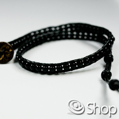 【ポイント10倍 10/27 1:59まで】ラップブレス ブラックオニキス 2重巻き パワーストーン【メール便対応可能：3サイズ】