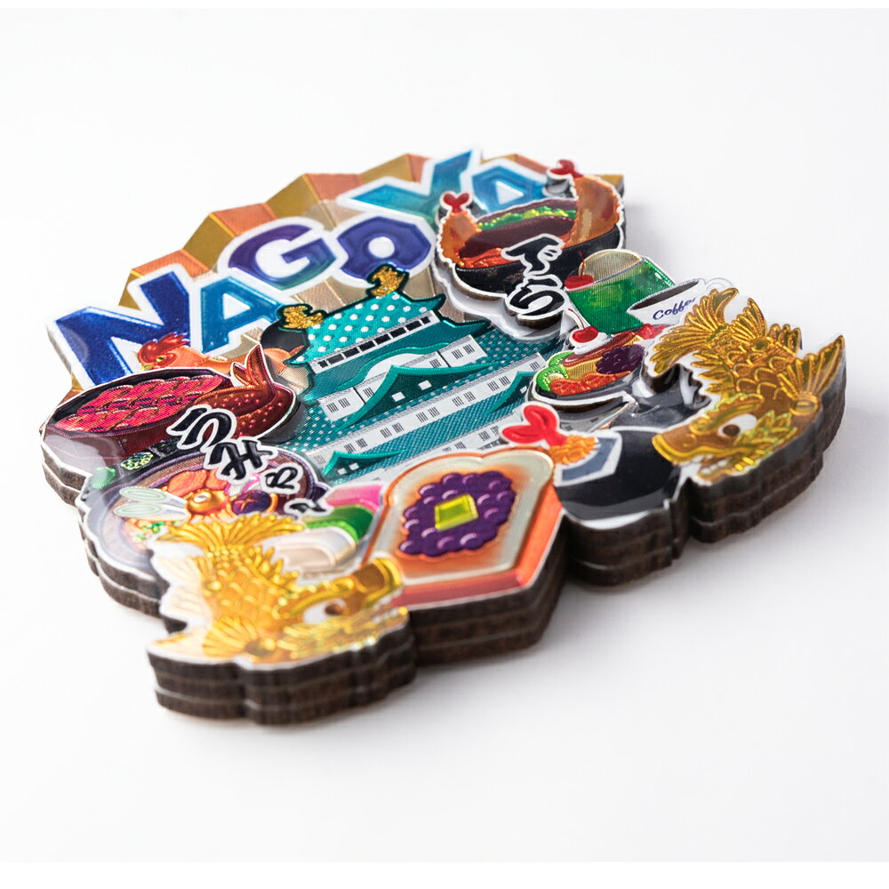 ご当地マグネット 名古屋1（NAGOYA）（木製）名古屋城・しゃちほこ・ひつまぶし・味噌煮込みうどん【メール便対応可能：2サイズ】