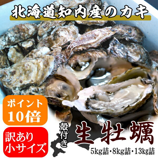 訳あり規格外（サイズ混合）牡蠣【8kg詰】/北海道/知内町/生牡蠣/殻付き/生食/旨い牡蠣