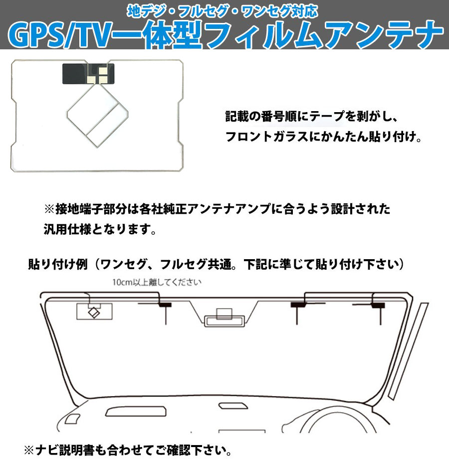 GPS一体型 フィルムアンテナ アルパイン 【2012年モデル VIE-X007W-B】 ALPINE ワンセグ 地デジ フルセグ 補修 両面テープ 付き 2