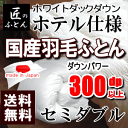 羽毛布団 セミダブル【送料無料】日本製 羽毛布団 セミダブルロング ホワイトダックダウン ホテル仕様羽毛布団【P2】