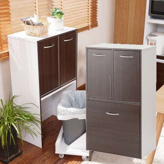 ゴミ箱 ダストボックス ダークブラウン キャスター付き 3分別 キッチン Face Neat Calm【P10】