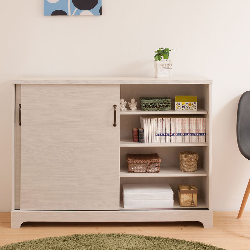 キャビネット リビング カウンター下収納 ホワイト 幅110cm 収納棚 ラック サイドボード キッチン収納 引き戸【P10】(3)