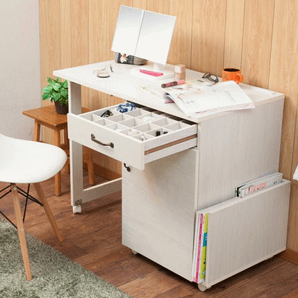 デスク テーブル 折りたたみ式 引出し付き ネイルテーブル ワゴン ネイルサロン 机 ワークデスク フレンチカントリー　お洒落 おしゃれ キャスター付 ネイルワゴン