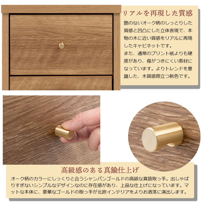 キャビネット 薄型収納キャビネット 　幅35.5cm チェストタイプ 全段レール付き 日...