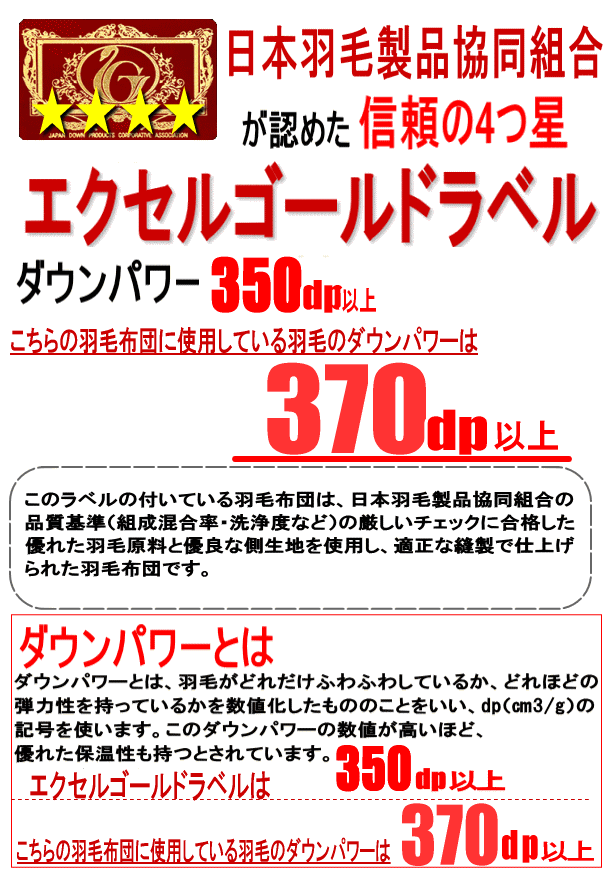 羽毛布団 ダブル ハンガリー産ホワイトグースダウン グース エクセルゴールドラベル 二層キルト ツインキルト 軽量生地 日本製 【P2】 3