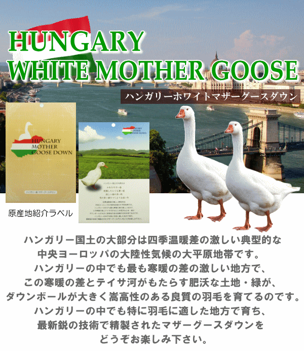 甲州羽毛ふとん 二枚合わせ布団 クイーン クィーン ハンガリー産ホワイトマザーグース 93% ロイヤルゴールドラベル 超長綿 日本製 オールシーズン 【P2】 2