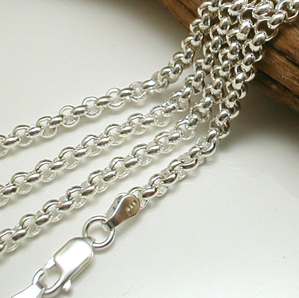 【幅3.6mm 長さ40cm/45cm/50cm/55cm/60cm】 シルバー925 チェーン メンズ ネックレス チェーン シルバーネックレスメンズ ロールチェーン シルバー チェーン ロールネックレス だけ 甲丸ネックレス 2