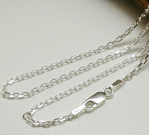 【幅2mm 長さ40cm/45cm/50cm/55cm/60cm】あずきチェーン シルバー925 4面 シルバーネックレス メンズネックレス シルバーチェーン ...