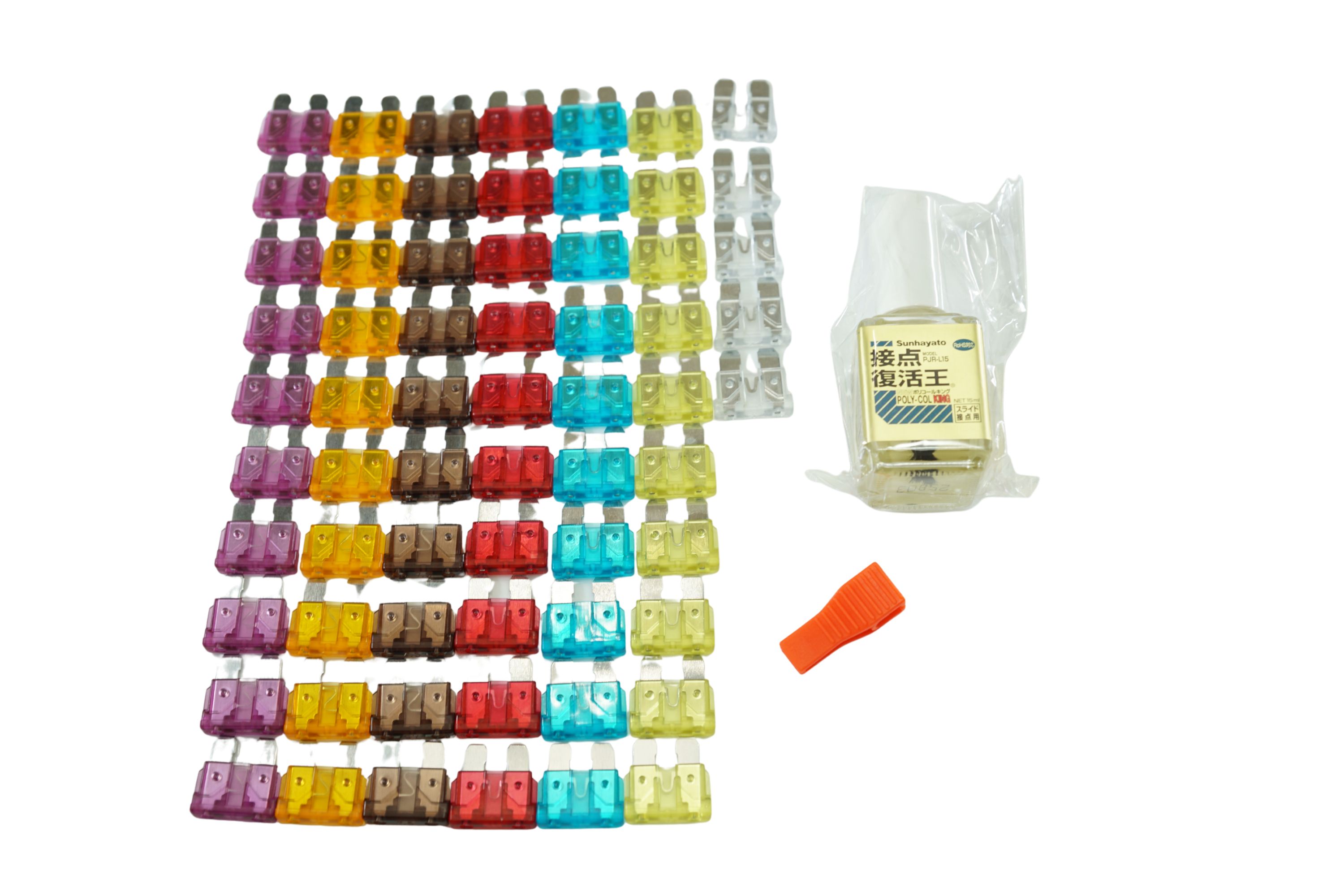 車丸ごと1台分 ヒューズリセットキット 平型ヒューズx65 + プラー + 復活剤/00-1569