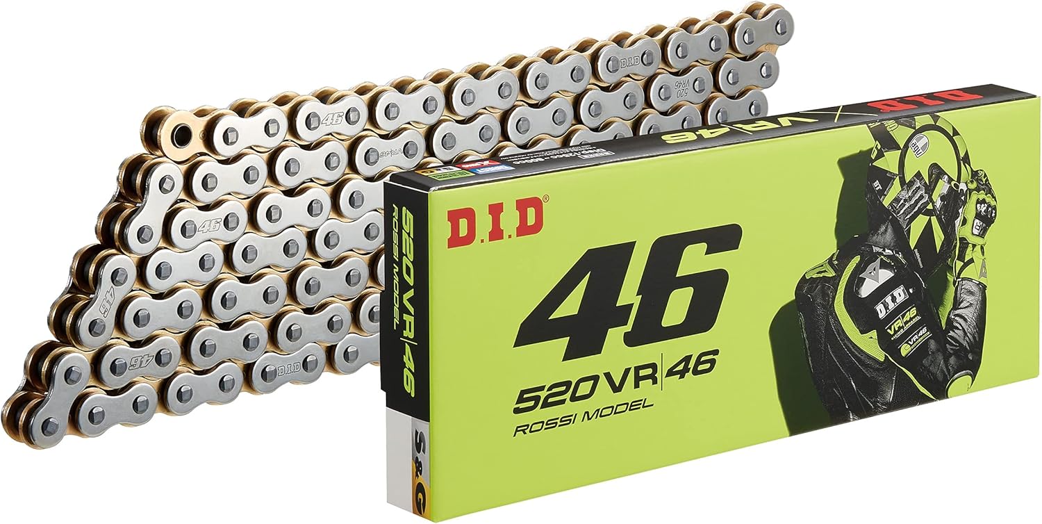 DID VR46 チェーン 520-112 シルバー＆ゴールド 112L 軽圧入ジョイント/00-7788 520VR46-S&G-112シルバ..