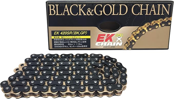 EKノンシール エヌマ 420-98 チェーン 420SR ブラック/ゴールド 98L SPJ クリップジョイント/00-7958 420SR(BK;GP)-98ブラック/ゴールドマルチカラー