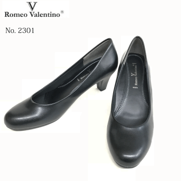 Romeo Valentino【ロメオ バレンチノ】足入れゆったり幅広3E☆シンプルで使い勝手の良い定番ブラックパンプス(VB2301) 21.5 22.0 22.5 23.0 23.5 24.0 24.5cm ヒール5.5cm ブラック 黒 【10,000円以上お買い上げで送料無料】ブランド