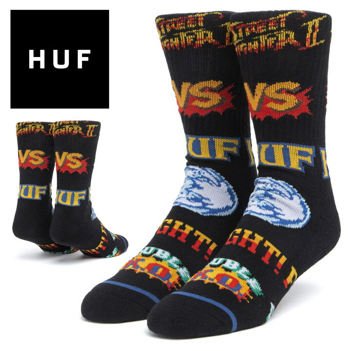 【夏SALE／20%OFF】 ソックス ハイソックス スケートソックス 靴下 メンズ ストリートファイター2 HUF ハフ ワンサイズ ブラック STREET FIGHTER GRAPHIC SOCK 2021 【evi】