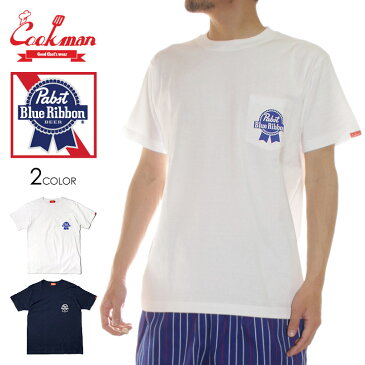 【注目アイテム P2倍!!】【 COOKMAN限定 300円OFFクーポン発券中 】 COOKMAN クックマン Tシャツ Pabst Blue Ribbon コラボ メンズ cookman tシャツ 半袖 ストリート 西海岸 Pabst Pocket 221-21051 ホワイト ネイビー M L XL 2022年 春夏 【evi】