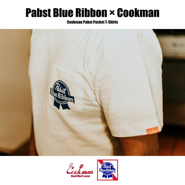 【注目アイテム P2倍!!】【 COOKMAN限定 300円OFFクーポン発券中 】 COOKMAN クックマン Tシャツ Pabst Blue Ribbon コラボ メンズ cookman tシャツ 半袖 ストリート 西海岸 Pabst Pocket 221-21051 ホワイト ネイビー M L XL 2022年 春夏 【evi】