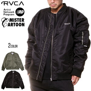 50%OFF │ WINTER SALE │ RVCA ルーカ コレクション ジャケット MA-1 アウター メンズ ストリート ブランド MR CARTOON MA-1 JACKET BC042-777 ブラック オリーブ M L XL 2022秋冬 新作 【evi】【sku】